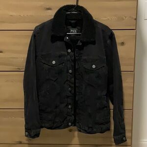 Zara Denim Jacket Sherling Lined Men’s S - New
